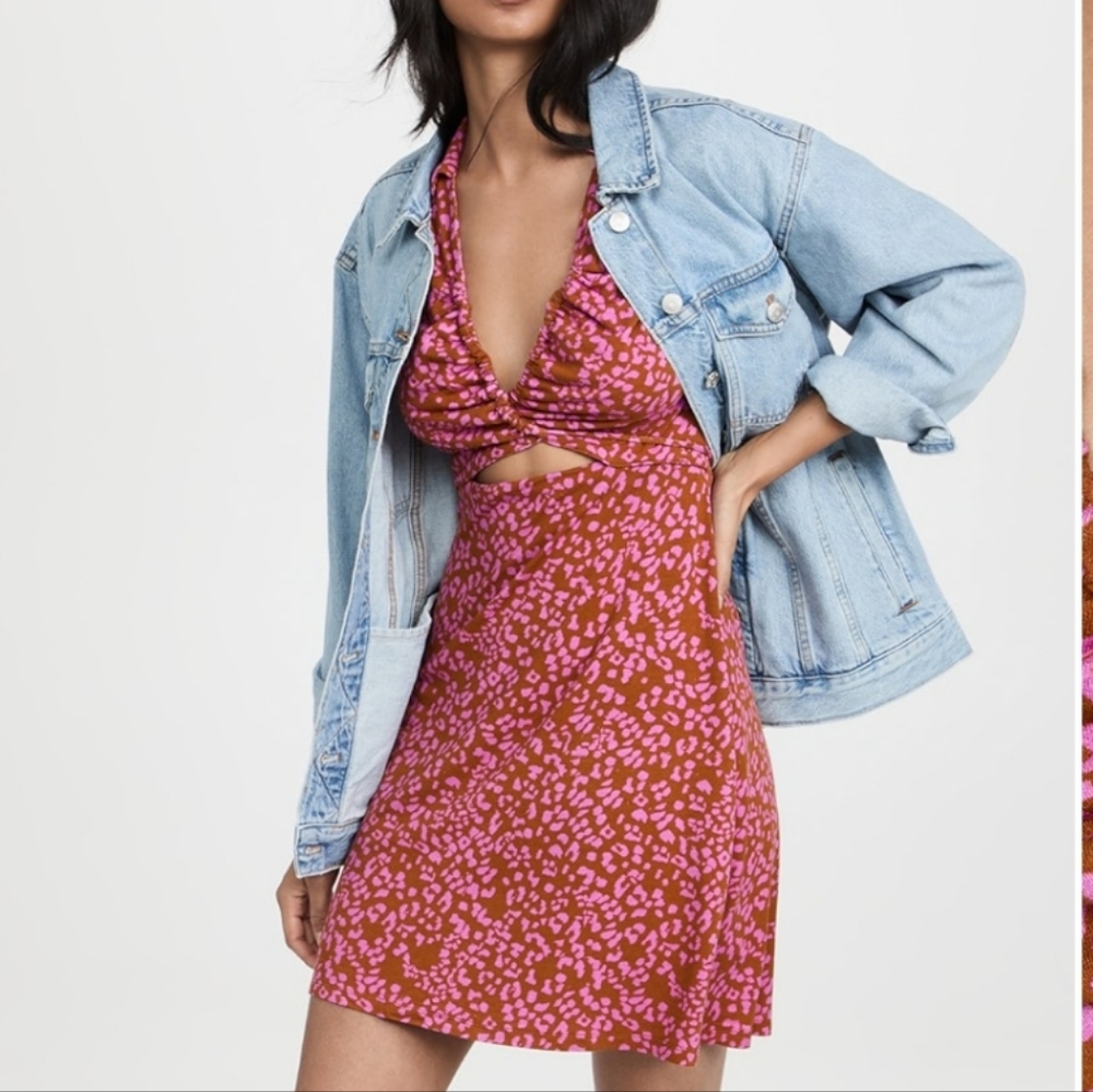 Free People Women's Marsaille Front-Cutout Tie-Waist Mini Dress Rust